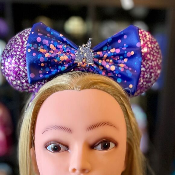 Purple & Silver Disney Parks Sequin Loungefly Mini Backpack & Ears NWT main image 4